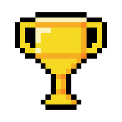 pixel 8-bit goblet object as video game style vector