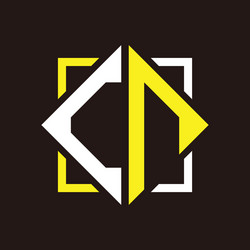 C n initials quadrangle monogram with square vector