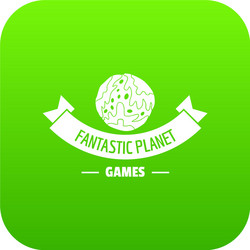 Planet game icon green vector