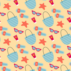 beach holiday attributes on sand seamless pattern Vector Image
