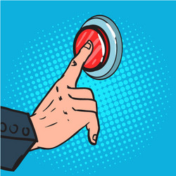 Man Pressing Red Button - Urgent Call vector