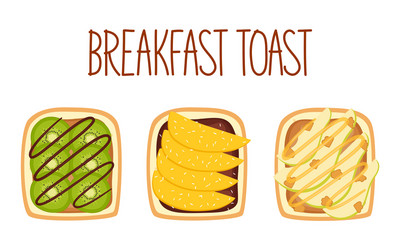 set toasts for breakfast with different vector image