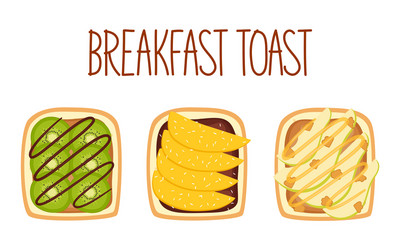 Set toasts for breakfast with different vector