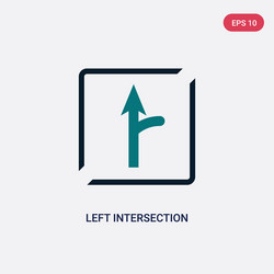 two color left intersection icon from maps vector image