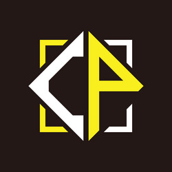 C p initials quadrangle monogram with square vector