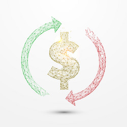 money convert icon form lines and particle vector image