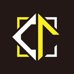 C r initials quadrangle monogram with square vector