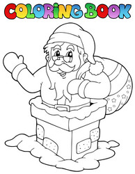 Santa Claus Coloring Page - Winter Theme Vector Image