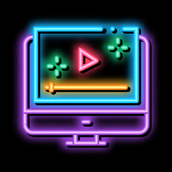 video player computer screen neon glow icon vector