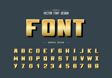 Gold font and bold alphabet golden writing vector