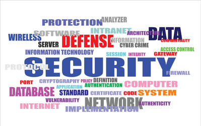 Security Word Cloud - Data & Networks vector