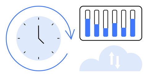 time management with data analysis and cloud vector image