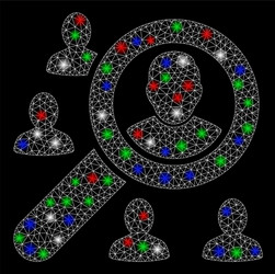 bright mesh 2d search users with flash spots vector image