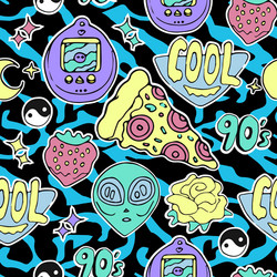 Bright seamless pattern 80s 90s style vector