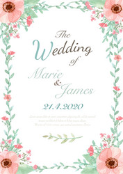 Floral Wedding Invitation Card Vector Image