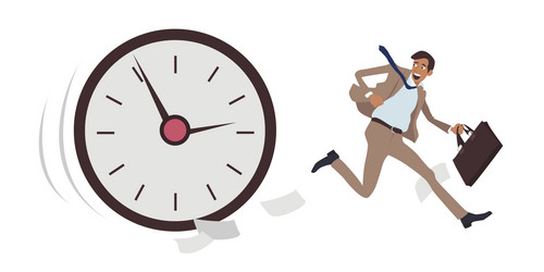 Man does not have time to complete task being vector