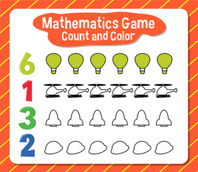 mathematics game count and color worksheet vector