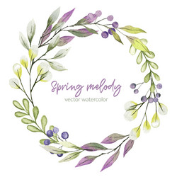 Watercolor Greenery Wreath Vector Image