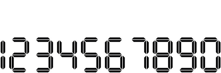 black digital numbers seven-segment display vector