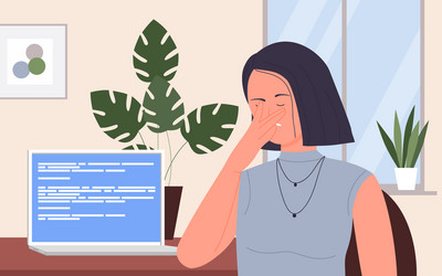 people with computer tech error in office vector image
