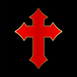 Red knights templar cross on black background vector