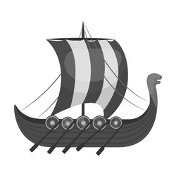 Viking s ship icon in monochrome style isolated vector