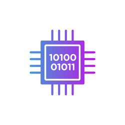 computation icon set cloud server processor vector image