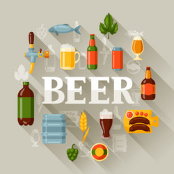 Background design with beer icons and objects vector