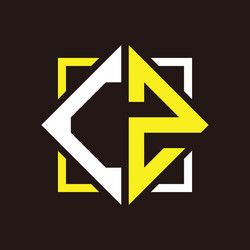 c z initials quadrangle monogram with square vector image