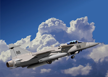 combat aircraft armed 3d vector