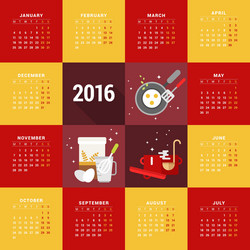 Design print template calendar for 2016 year week vector