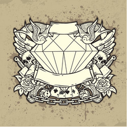 Grunge Label - Skull & Banner Vector Image