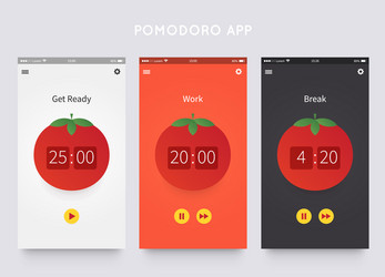 Pomodoro technique app ui design vector