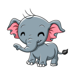 Cute cartoon happy elephant smile vector