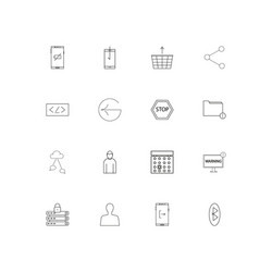 Internet technologies linear thin icons set vector