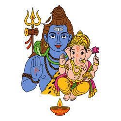 Shiva and Ganesha - Divine Duo Vector Image