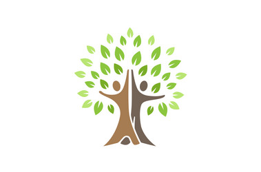 Creative people tree body happy logo Royalty Free Vector