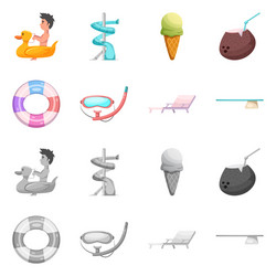 isolated object of pool and swimming icon set vector image
