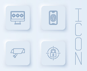 set line monitor with password mobile fingerprint vector image
