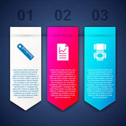 Set ruler document with graph chart and carton vector