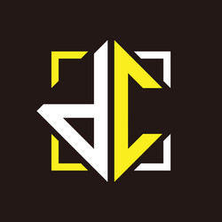 D c initials quadrangle monogram with square vector