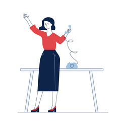 Office assistant using retro telephone Royalty Free Vector