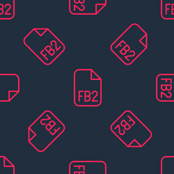 Red line fb2 file icon isolated seamless pattern vector
