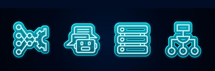 set line neural network chat bot server data vector image