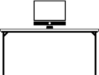 contour wood desk object with computer technology vector image