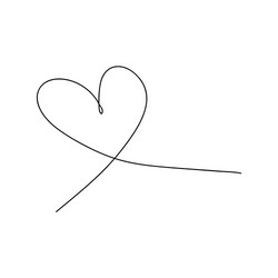 heart drawing in continuous line vector image