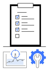 task checklist with analytics graph and gear vector image