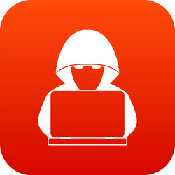 computer hacker with laptop icon digital red vector image