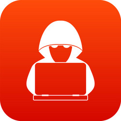 Computer hacker with laptop icon digital red vector