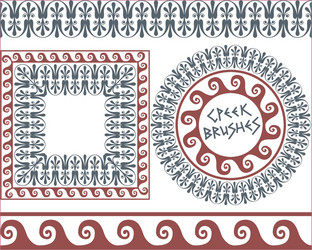 Set 2 brushes greek meander patterns Royalty Free Vector